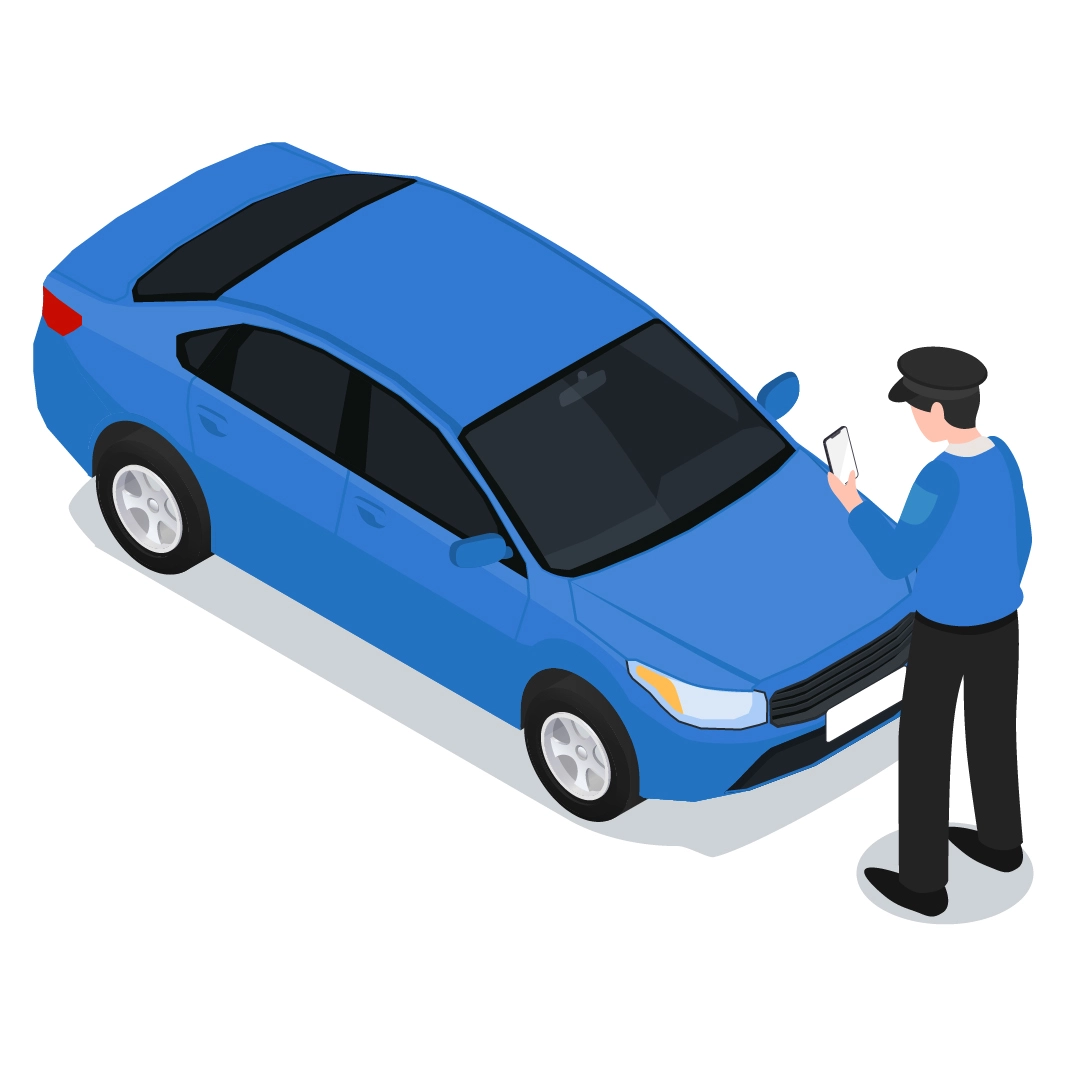 ภาพเจ้าหน้าที่รักษาความปลอดภัยใช้มือถือเพื่อตรวจสอบผู้มาติดต่อก่อนอนุญาตเข้าโครงการ ด้วยระบบ GuestGate